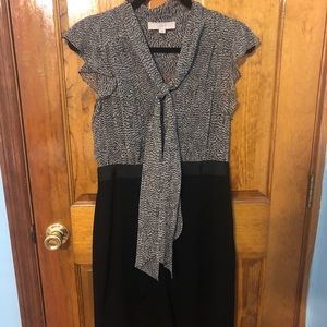 Loft front tie dress black and grey